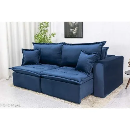 Sofá Cama Retrátil Reclinável Nora 2,20m Molas Bonnel rf65