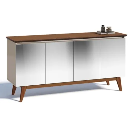 Buffet Classic off white com freijó e espelho