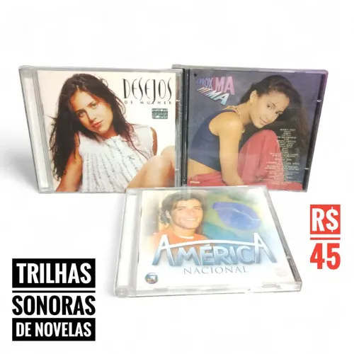 CDs Trilha Sonora de Novelas Nacionais - Lote com 3 Álbuns<br>