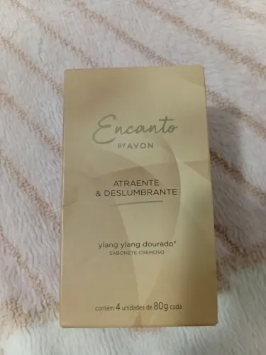 Caixa de sabonetes encanto avon- dourado