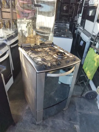 Fogão 4 Bocas com Forno Espelhado Inox - Brechokinho
