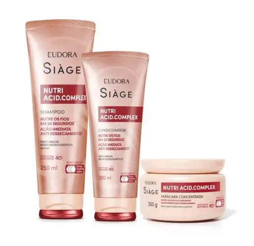 Kit Eudora Siàge Nutri Acid.Complex Shampoo + Condicionador + Máscara