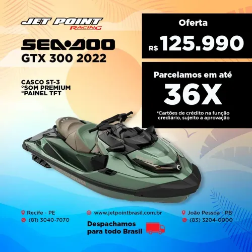 JET SKI SEA DOO GTX 300 LIMITED 2022, Top de Linha, Som Premium, Painel TFT, Parcelamos 36