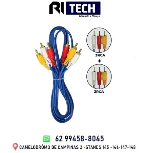 Cabo De Audio e Video 3 RCA X 3 RCA 1,5 Metro Conversor Tv