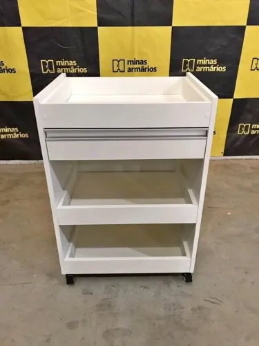 Carrinho auxiliar em MDF odontológico - Entrega rápida