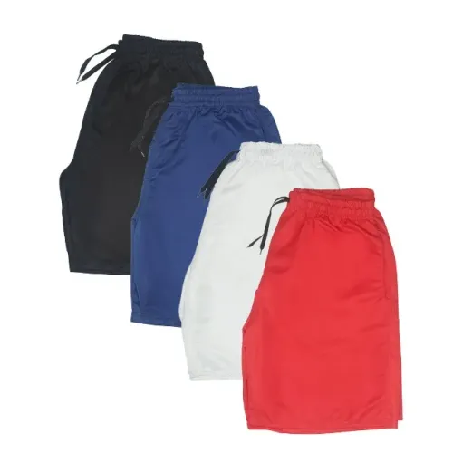 Kit Com 56 Shorts De Tactel Preto, Vermelho, Azul e Branco (M, G, GG) 