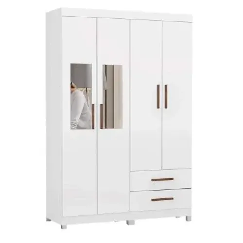 Guarda-Roupa 4 Portas com Espelho e 2 Gavetas rf442