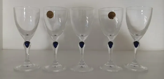 Antiguidade Taças em cristal D`arques 5 peças 12 cm x 2 cm