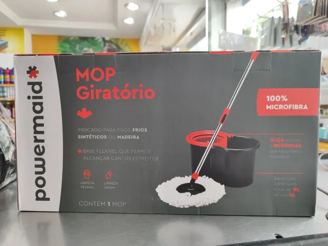 MOP Giratório 8L Powermaid plástico com Rodinhas