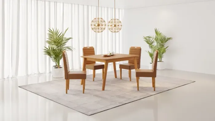 Sala de Jantar Elegância 4 Cadeiras Horizonte - Entrega e montagem grátis p/ Fortaleza