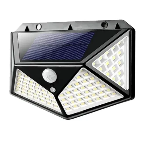 Luminária Solar 100 LEDs com Sensor de Presença à Prova D?água - Cor Preto