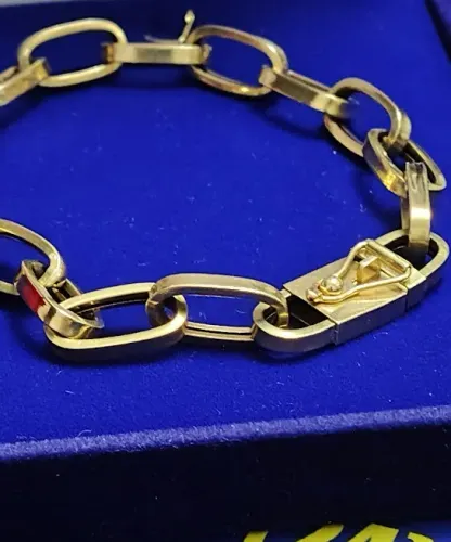  Pulseira Fecho Gaveta Ouro 18 Kilates 9.44 Gramas 6 mm 22 Cm Oca 