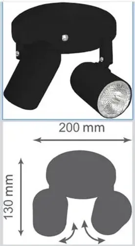 Spot Focus/2 (130 mm) 2 x E27, Volare, 57663, Preto Fosco
