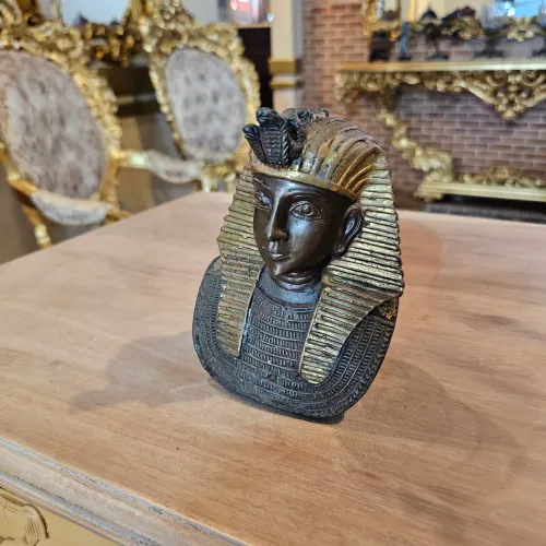 Antiguidades,  busto metal pequeno tutankamon, decoração 