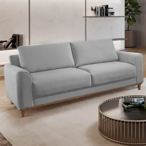 Sofá Living Ref.022 2,20 m Chenile Linho Cinza  T   Pronta Entrega!!