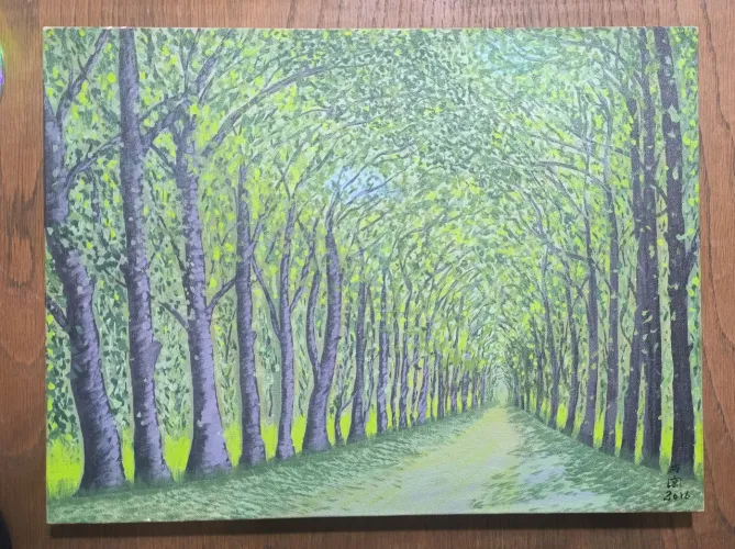 Quadro tela paisagem Monograma oriental Pintura a óleo