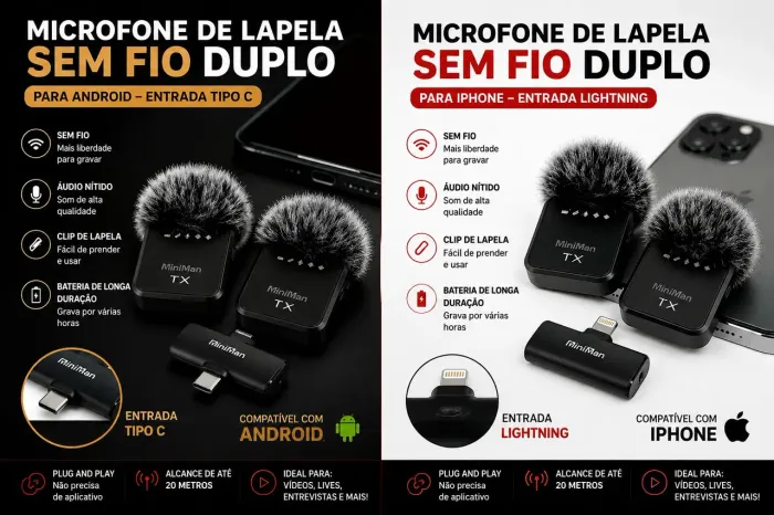 Vende-se microfone de lapela sem fio