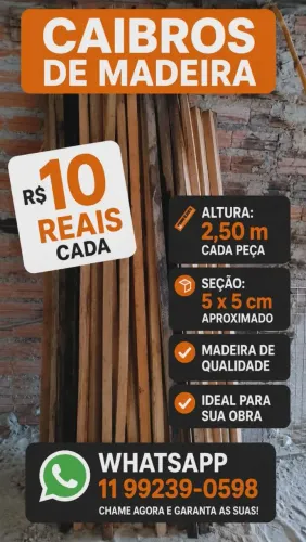 Vendo Caibros a 10 reais cada peça..<br><br>Vim buscar em são Bernardo do campo alvarenga