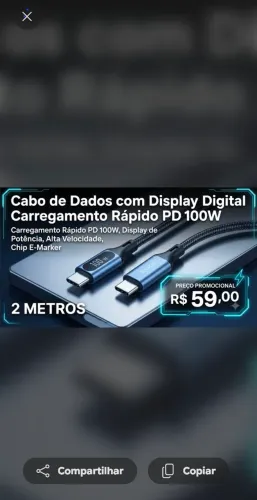 CABO TIPO C 2 METROS DISPLAY DIGITAL