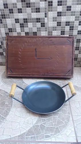 Kit churrasco! Tábua + chapa de aço carbono 22x22