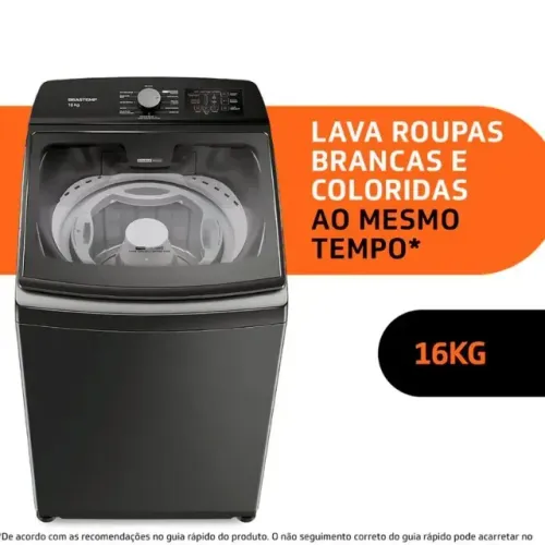 Lavadora Brastemp 16kg Tecnologia Double Wash Titânio cinza 127v