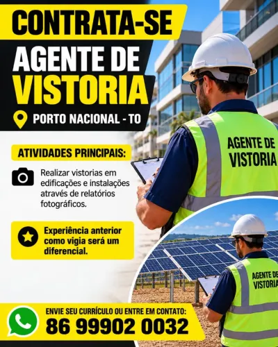 Contrata se Agente de Vistoria - PORTO NACIONAL TO