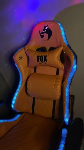 Cadeira Gamer Fox Racer RGB Com Iluminação LED Marrom
