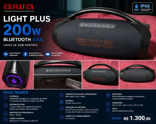 Caixa de som Aiwa Boombox Plus