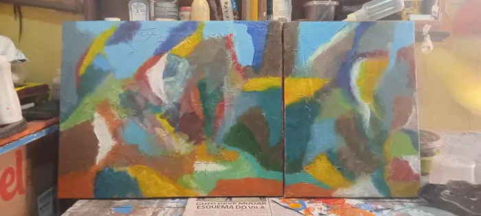 Pintura acrilica abstrata em tela