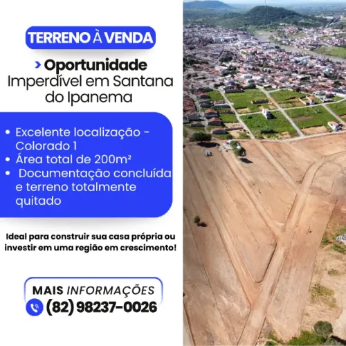 TERRENO À VENDA - COLORADO 1 EM SANTANA DO IPANEMA