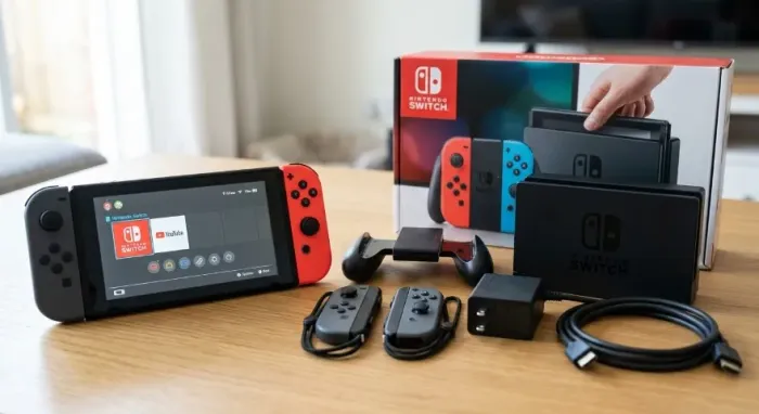 Nintendo Switch V1 Desbloqueável (Completo + Dock + Acessórios)
