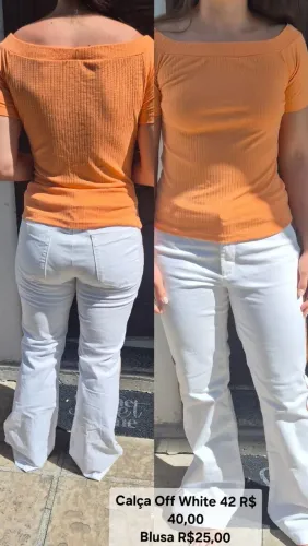 Calça off white 42 e blusa salmão