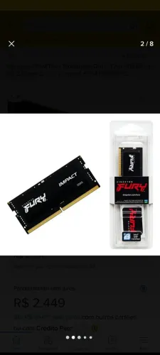 Memória 32gb para notebook DDR5 KINGSTON FURY IMPACT