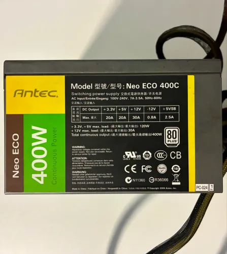 Fonte Antec NeoEco 400w 80plus