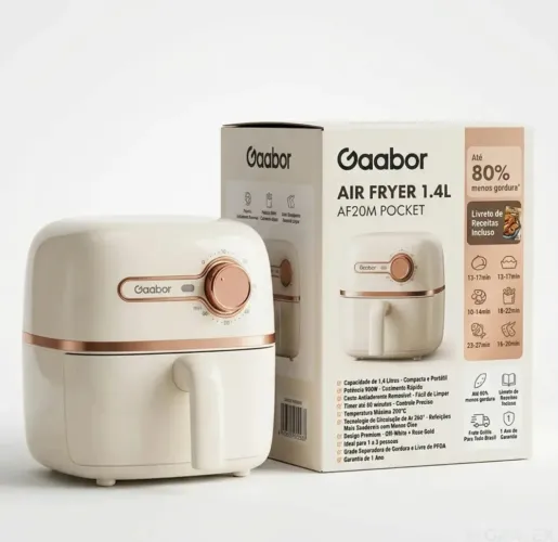 Air Fryer Gaabor 1,4 Litros Off-White E Rose Gold