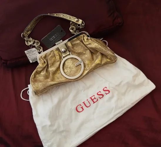Bolsa Clutch Guess Dourada Metalizada Nova Com Etiqueta - Original