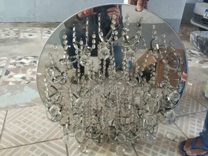 Três Lustres Plafon Redondos De Cristal - 45cm, 60cm E 65cm
