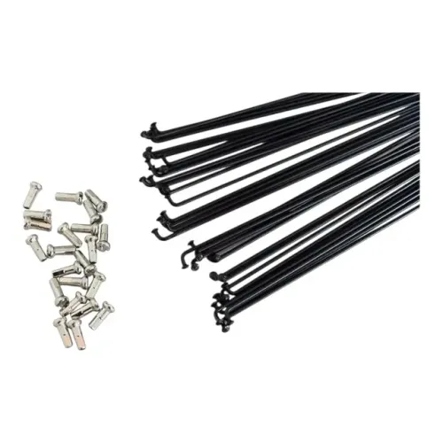 Raios 185mm 2.0 Preto Brilhante Paco 72 unidades com Niples 10666