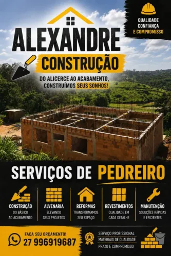 Pedreiro disponível para sua obra início imediato trabalhamos da base ao acabamento !!