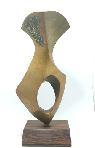 Escultura Mario Agostinelli - Bronze com base de madeira