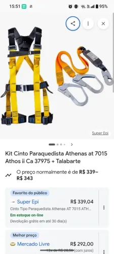 Cinto de segurança com talabarte nível 2 Atenas 7015