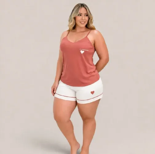Pijama feminino bordado alcinha confortável  tecido algodão antialérgico