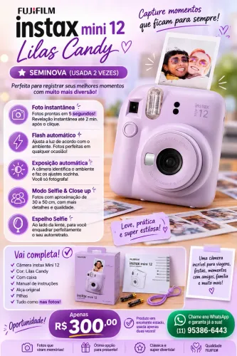 Câmera fotoragrafica instantânea Instax mini12