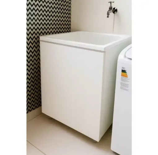 Gabinete para Tanque com Rodízios - Novo, Sem Uso - MDF Branco