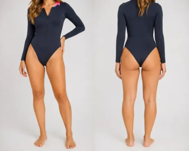 Body de Surf Feminino Manga Longa Preto Tam. M