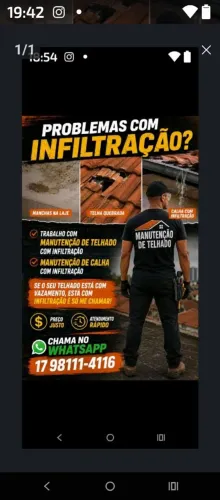 Manutenção de telhado com infiltração 