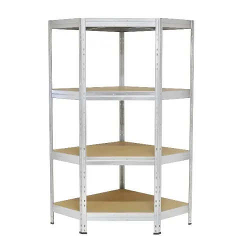 Estante de Aço Galvanizado de Canto com 4 Prateleiras Cinza 180x90x90cm 1000kg