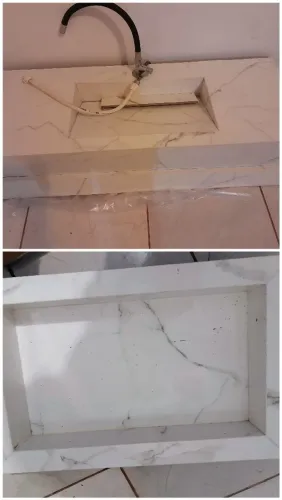 Vendo este jogo de banheiro de Porcelanato e o nicho valor 500.00