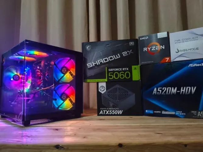[NOVO] PC Gamer Ryzen 7 5700X 4.6Ghz / Mem 16Gb / SSD 480Gb/ RTX 5060 8Gb (aceito cartão)