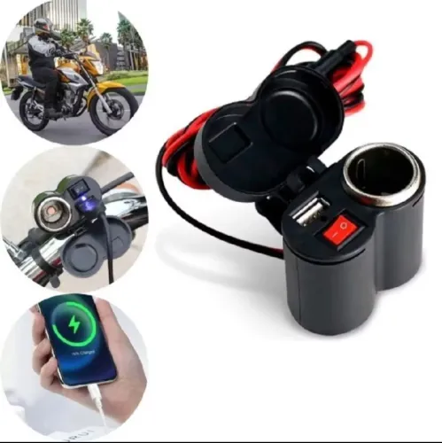 Tomada para Moto USB 12V Acendedor Motocicleta Carregado